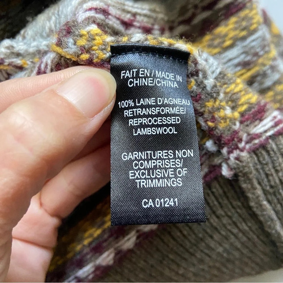 Le 31 Par Simons Visions Lambswool jacquard zip up knit sweater cardigan Sz L - Picture 7 of 10